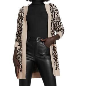 Guess Los Angeles Madam Zebra Printed Tunic Length Cardigan Size Medium NEW